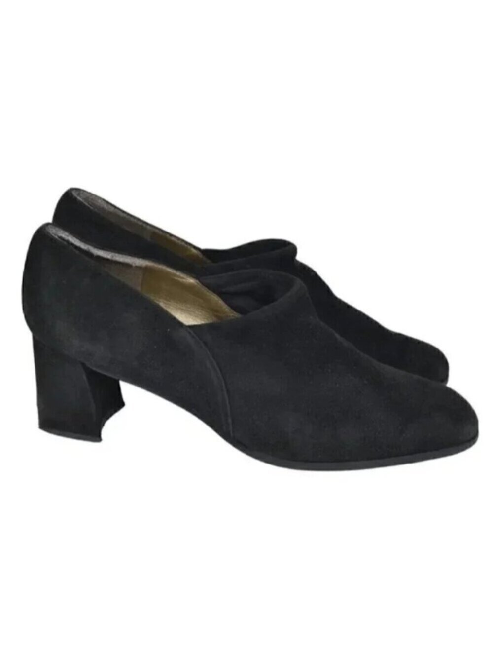 Stuart Weitzman Black Suede Pumps Chunky Heel Booties Size 9  AA